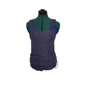 Lululemon Tank Top Womens Size 6 Purple Scoop Neck Built In‎ Bra Drawstring Gym